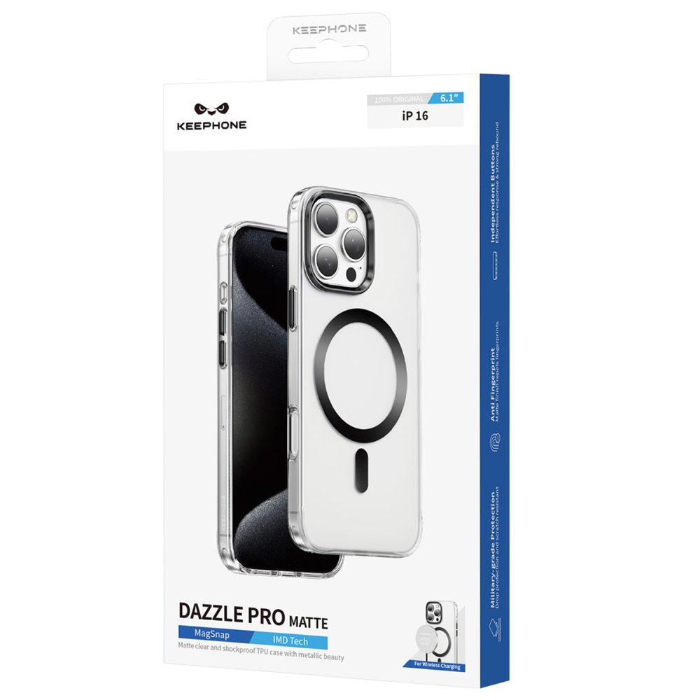 Keephone iPhone 16 Dazzle Pro Matte Magsafe Kılıf - Siyah Titanyum
