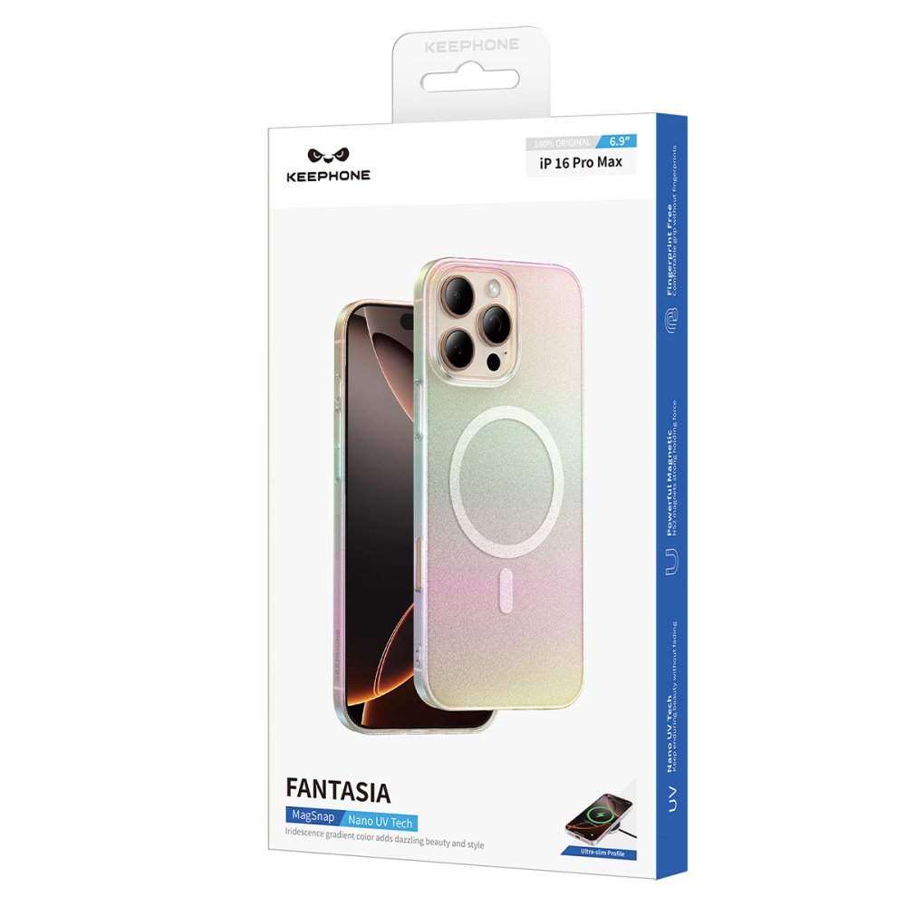 Keephone iPhone 16 Fantasia Gökkuşağı Magsafe Kılıf - Beyaz