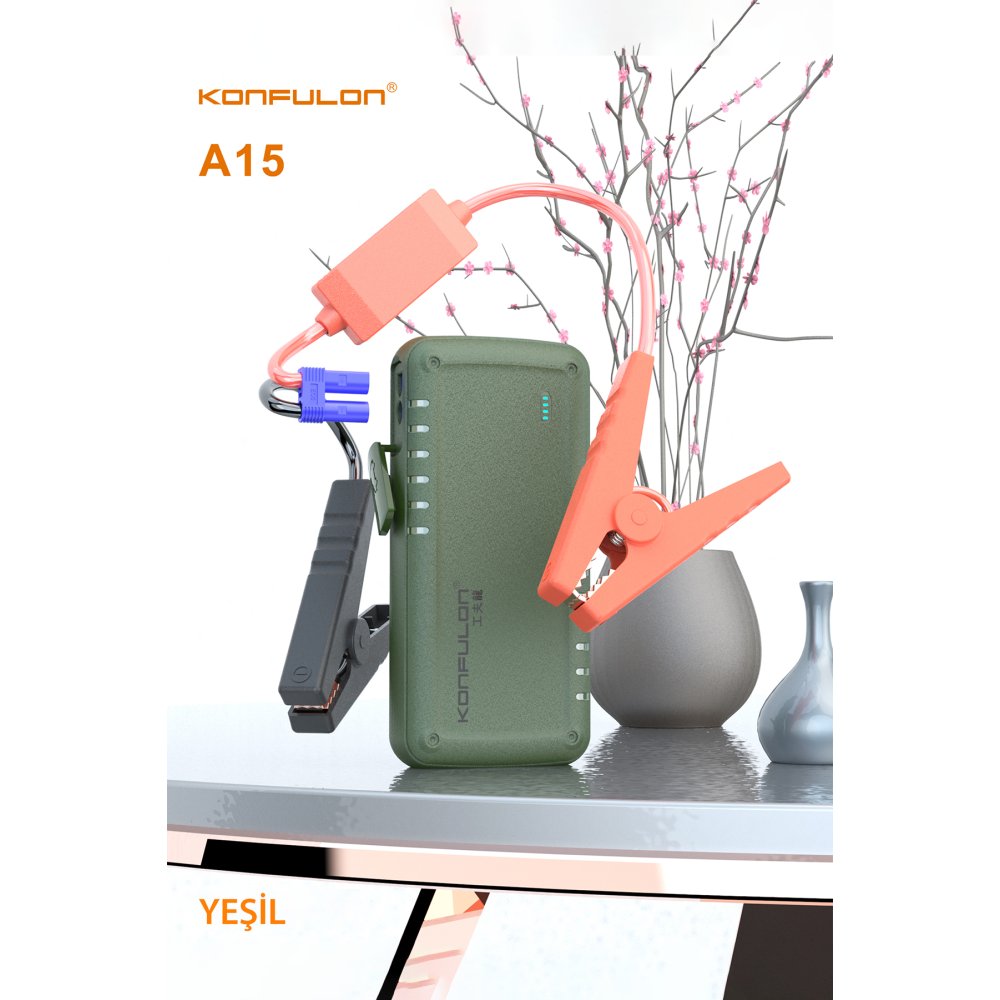 Konfulon A15 Powerbank Araç Takviye 9.600 mAh - Yeşil