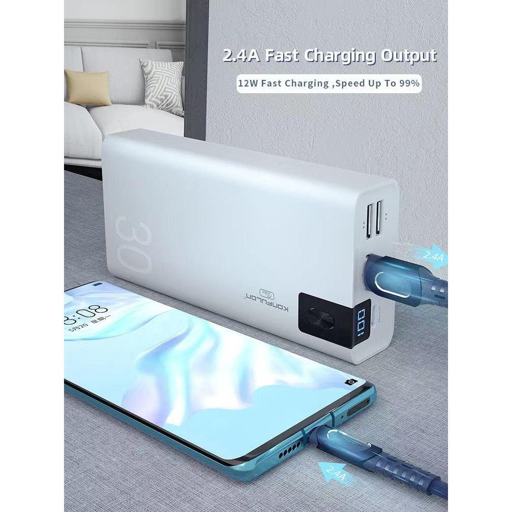 Konfulon A19 Dijital Ekranlı Powerbank 30.000 mAh Hızlı Şarj - Siyah