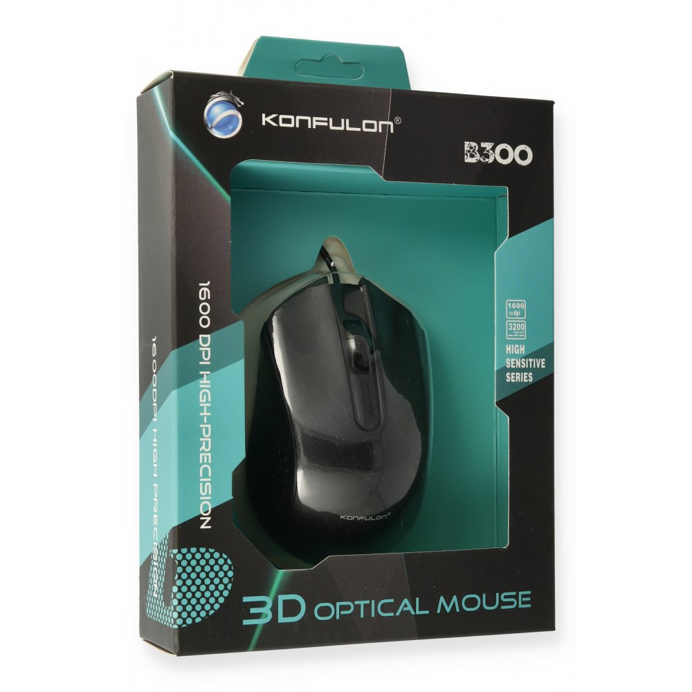 Konfulon B300 Kablolu Optik Mouse - Siyah