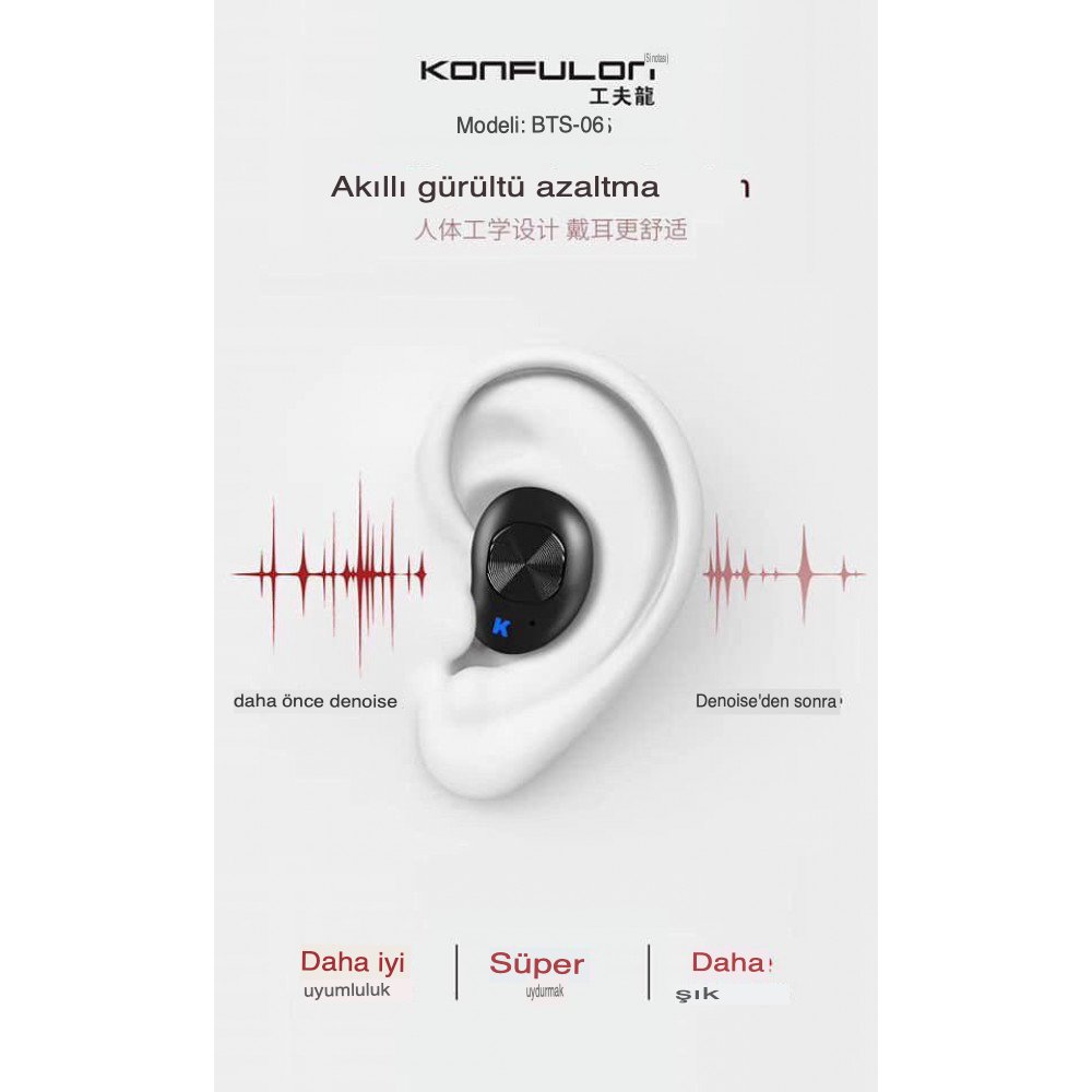 Konfulon BTS06 Kablosuz Airpods Kulaklık - Siyah