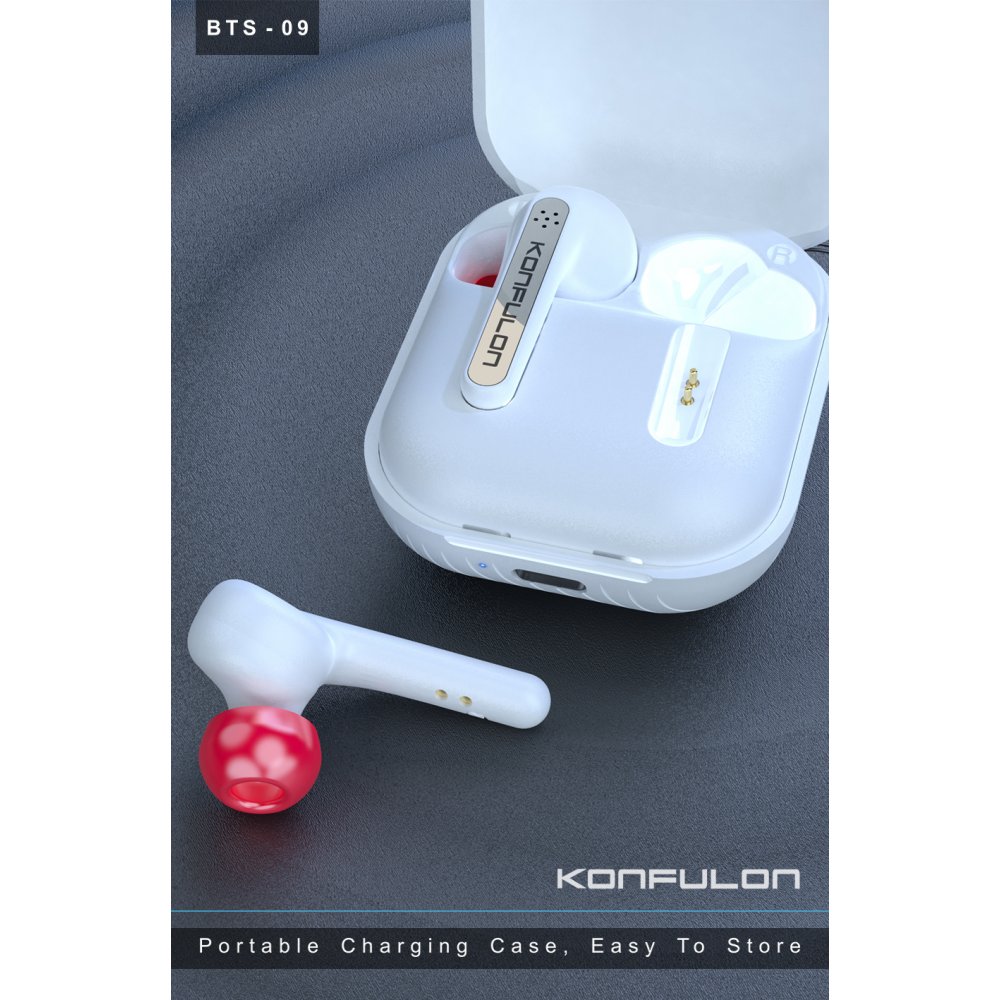 Konfulon BTS09 Kablosuz Airpods Kulaklık - Beyaz