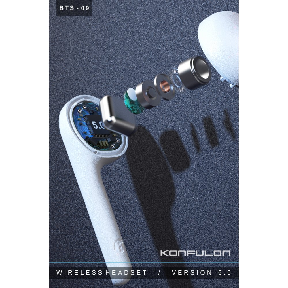 Konfulon BTS09 Kablosuz Airpods Kulaklık - Beyaz