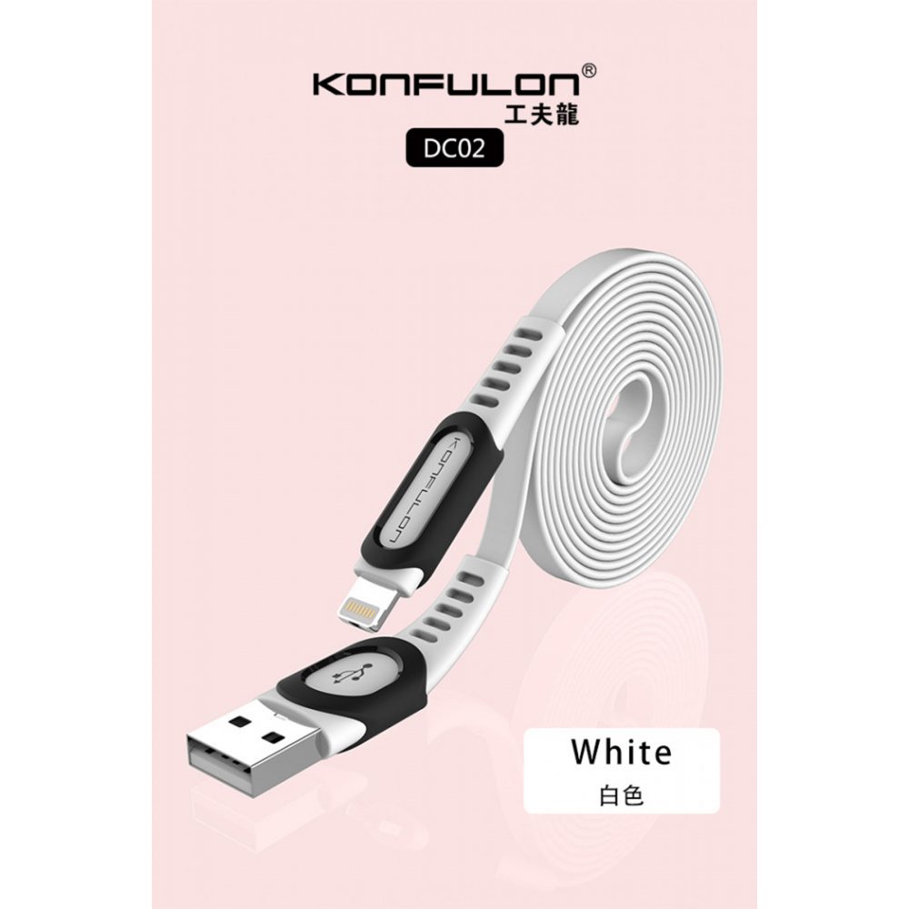Konfulon DC02 Süper Hızlı Lightning Kablo iphone Uyumlu 1M 2.4A - Beyaz