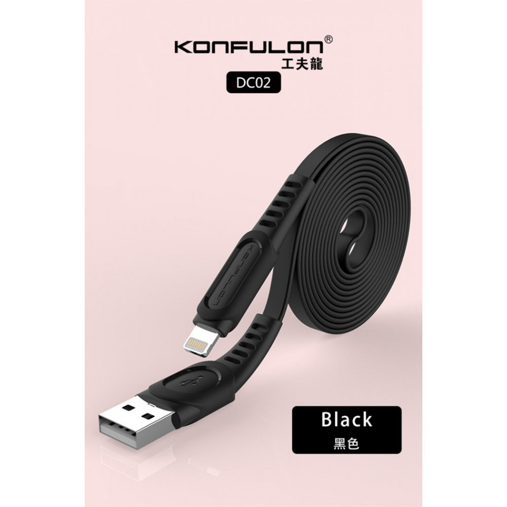 Konfulon DC02 Süper Hızlı Lightning Kablo iphone Uyumlu 1M 2.4A - Siyah