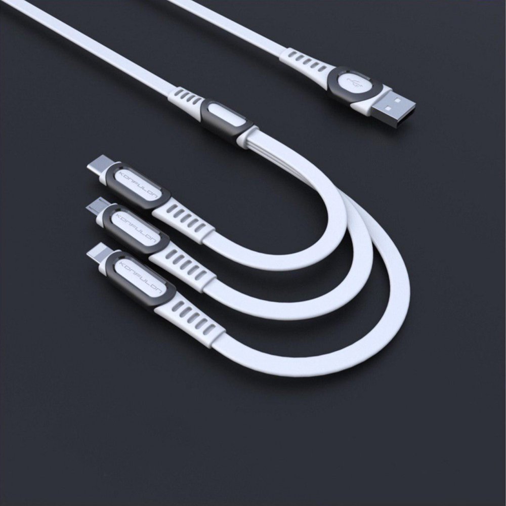 Konfulon DC19 3in1 USB Kablo 1.3M 3A - Beyaz
