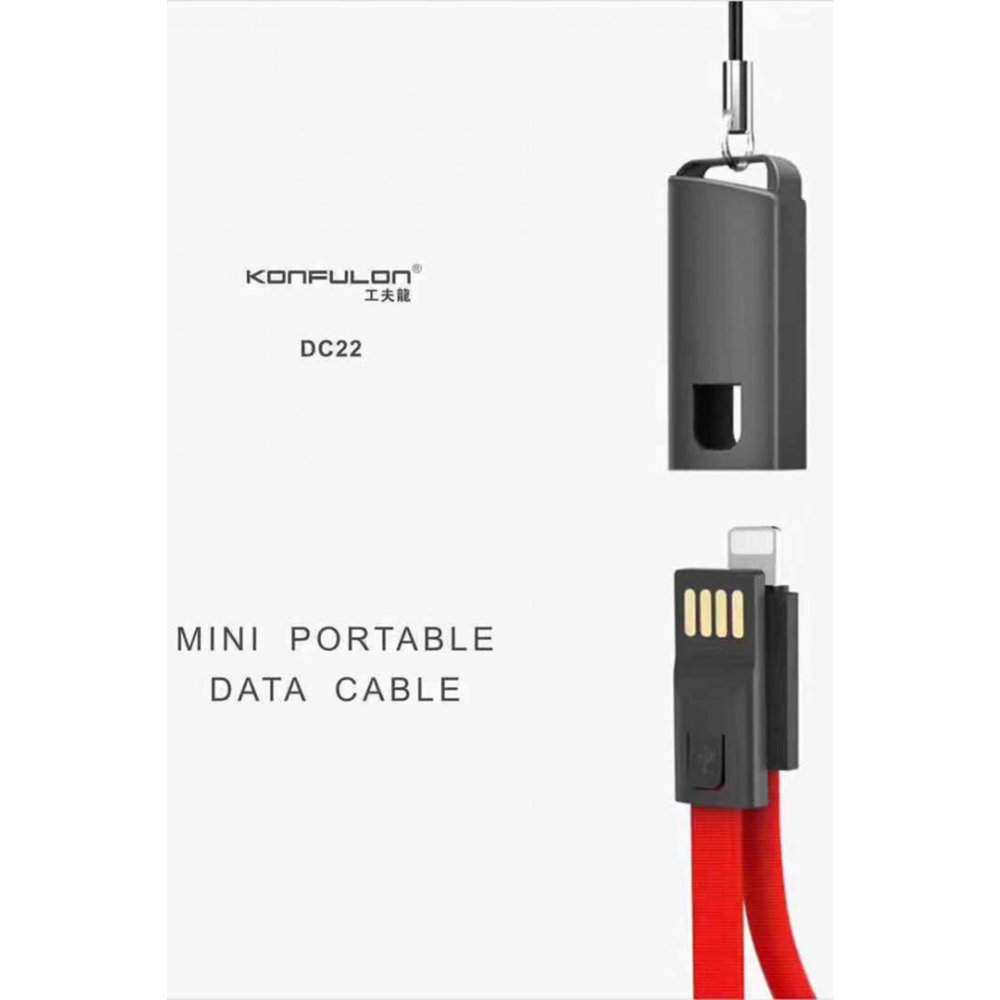 Konfulon DC22 Lightning Kablo iphone Uyumlu 23cm 2.1A - Kırmızı