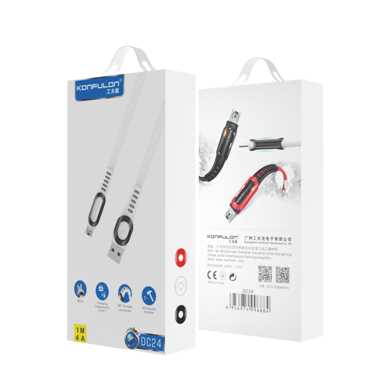 Konfulon DC24 Micro USB Kablo 1.2M 4A - Siyah