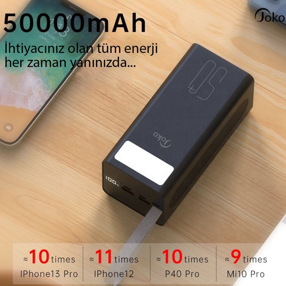 Konfulon J10 Powerbank 50.000 mAh - Siyah