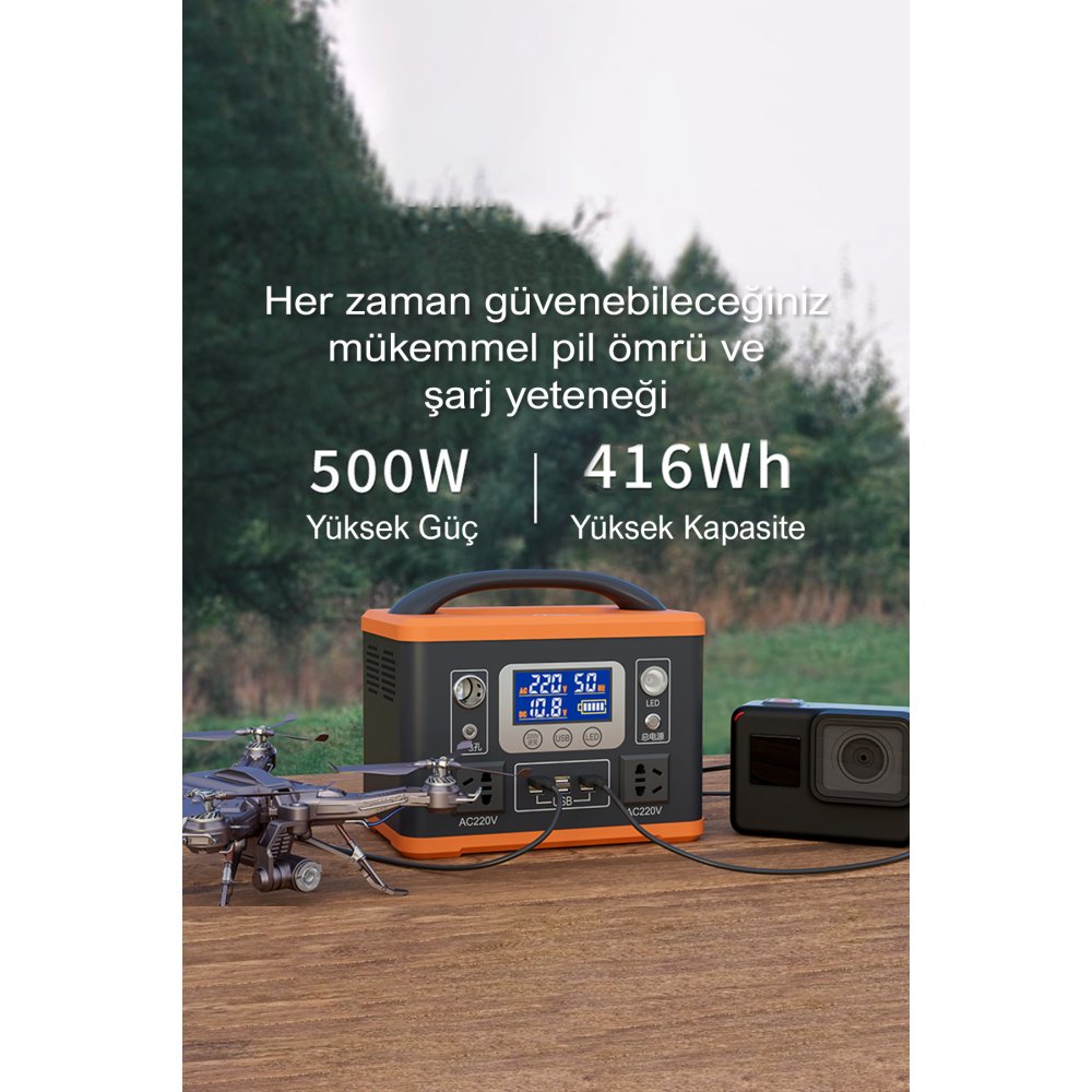 Konfulon J500 Powerbank 112.500 mAh Kamp Şarj - Siyah