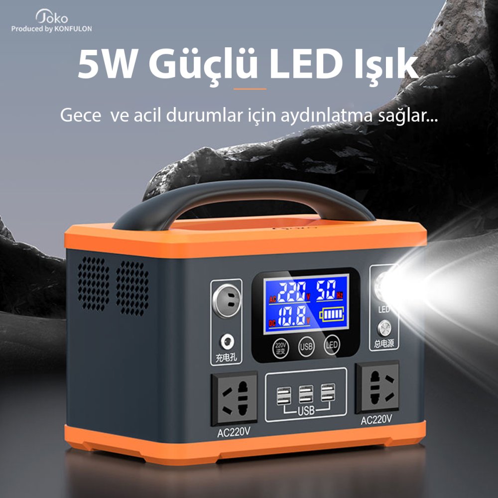Konfulon J500 Powerbank 112.500 mAh Kamp Şarj - Siyah