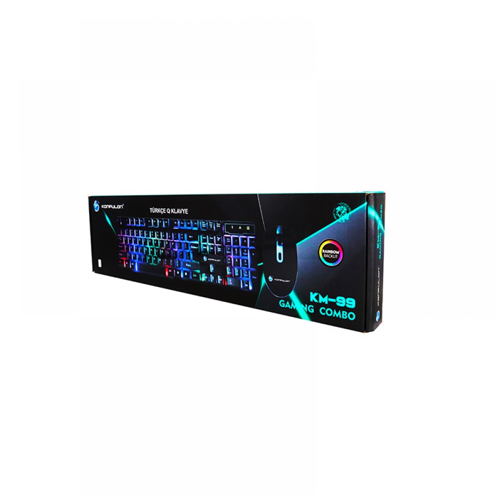 Konfulon KM99 Türkçe Q RGB Işıklı Gaming Klavye Mouse Set