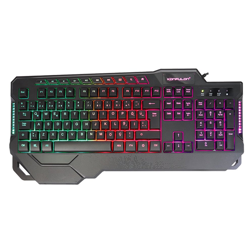 Konfulon MK80 RGB Işıklı Türkçe Q Kablolu Mekanik Hisli Klavye