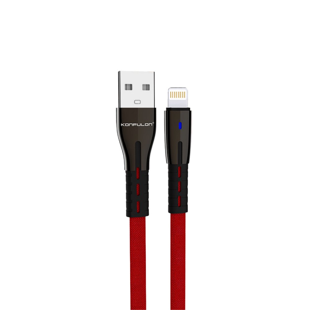 Konfulon S86 Ledli Lightning Kablo iphone Uyumlu 1M 2.1A - Kırmızı