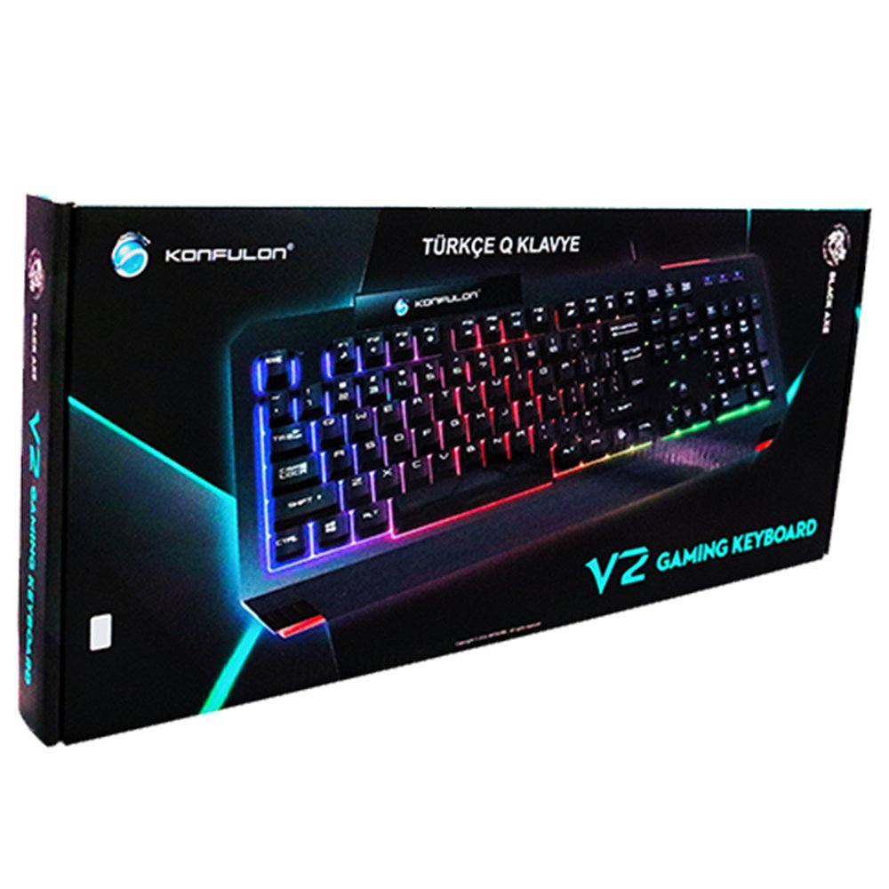 Konfulon V2 RGB Işıklı Türkçe Q Kablolu Gaming Klavye