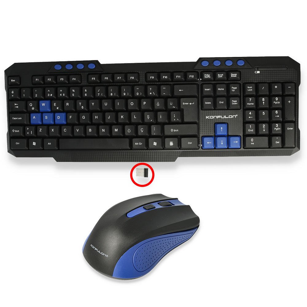 Konfulon W100 Türkçe Q Kablosuz Klavye Mouse Set