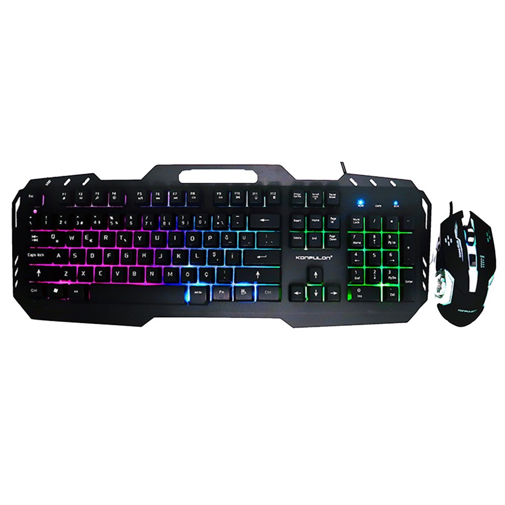 Konfulon W200 RGB Işıklı Türkçe Q Gaming Kablolu Klavye   Mouse Set