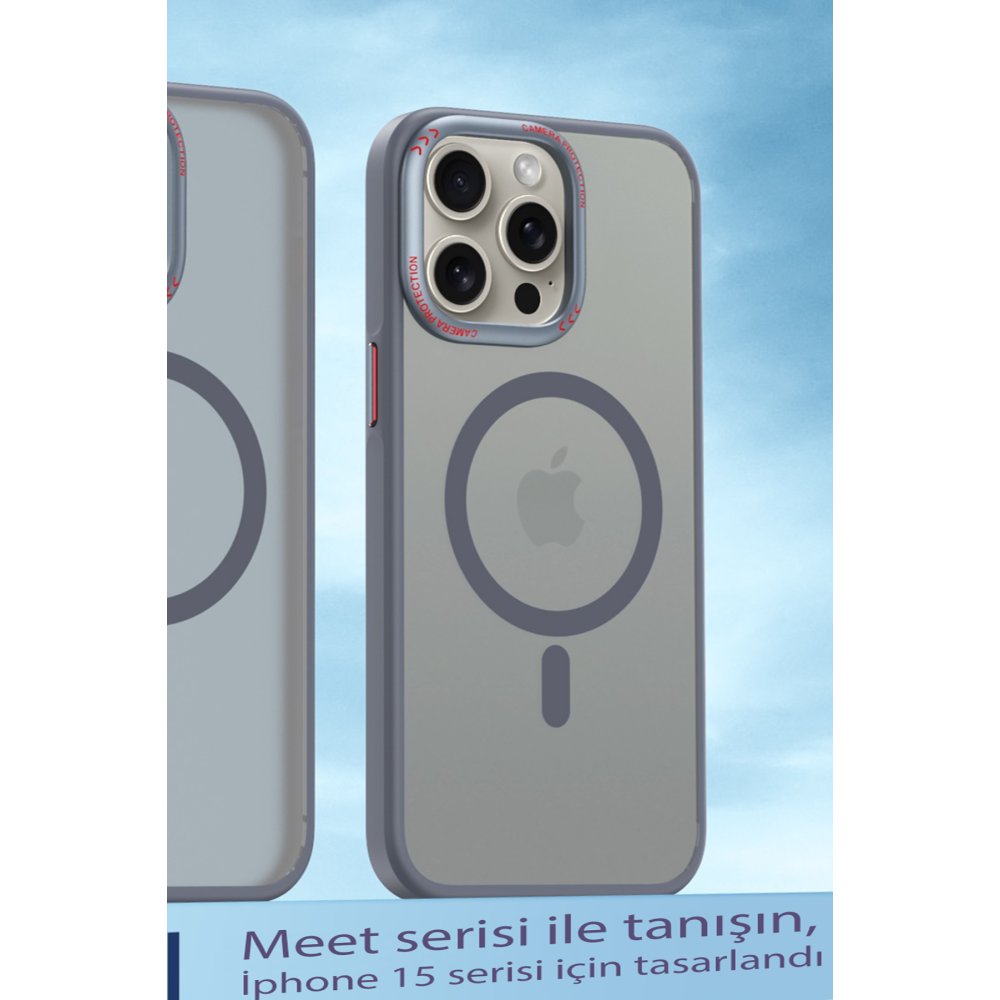 Movenchy iPhone 14 Pro Max Kılıf Radyant Magsafe Kapak - Titan Gri