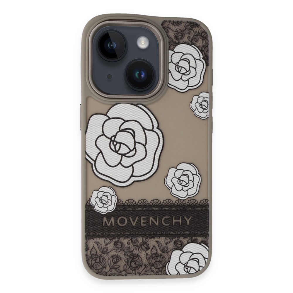 Movenchy iPhone 14 Terra Desenli Kapak - Gri - 3