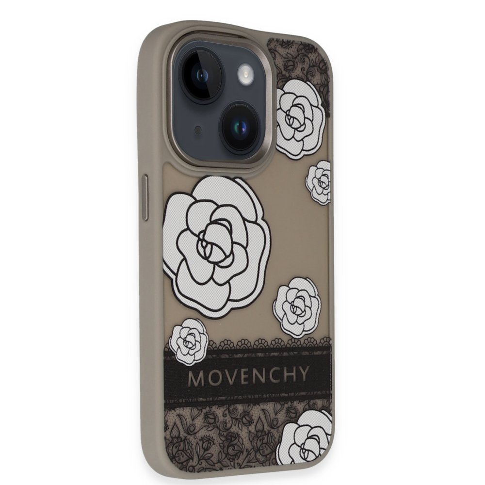 Movenchy iPhone 14 Terra Desenli Kapak - Gri - 3