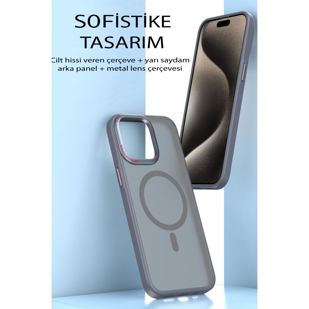 Movenchy iPhone 15 Kılıf Radyant Magsafe Kapak - Beyaz