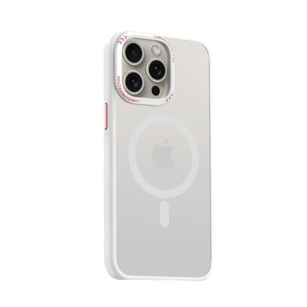 Movenchy iPhone 15 Pro Kılıf Radyant Magsafe Kapak - Beyaz