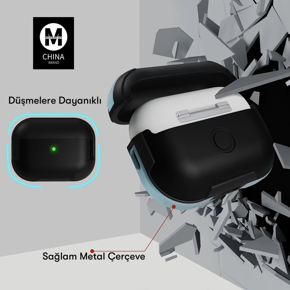 Movenchy Airpods 3 (3.nesil) MO-A8 Armor Kılıf - Kırmızı