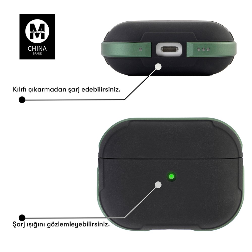 Movenchy Airpods Pro (1.nesil) MO-A8 Armor Kılıf - Lacivert