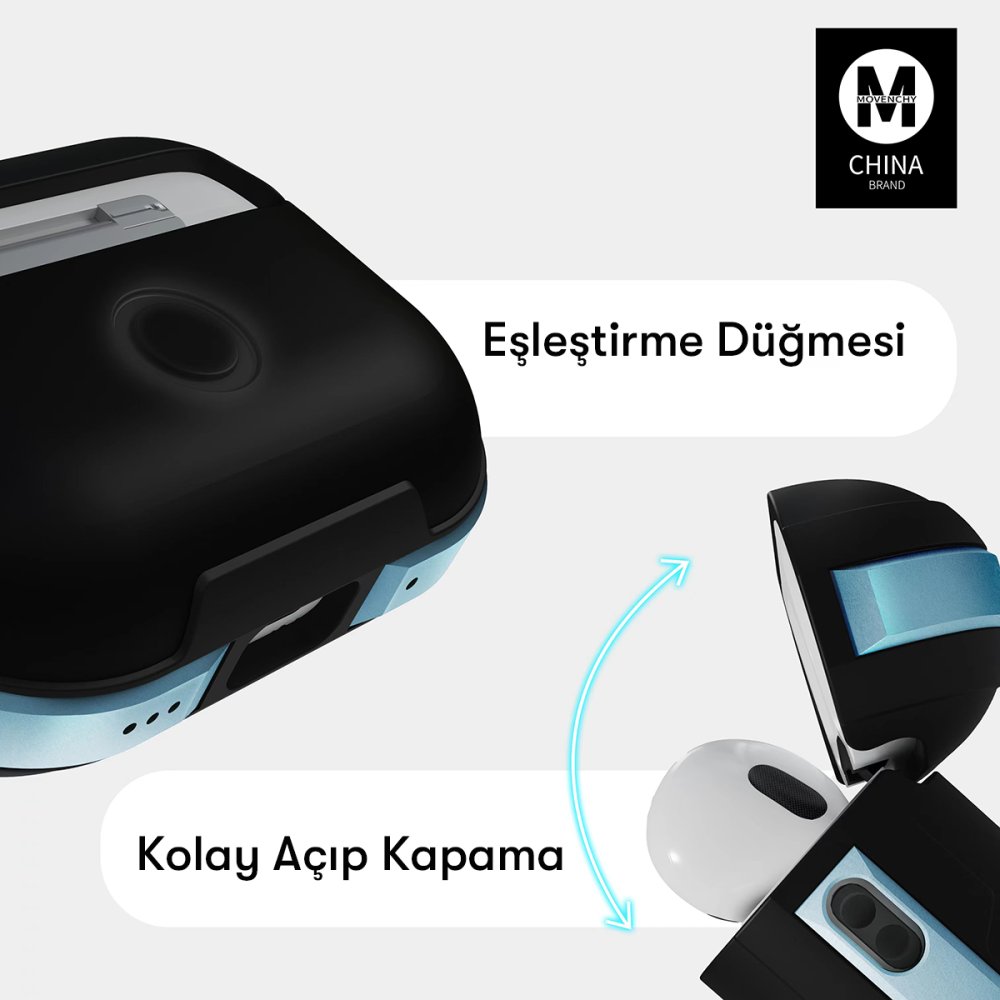 Movenchy Airpods Pro (1.nesil) MO-A8 Armor Kılıf - Sierra Blue