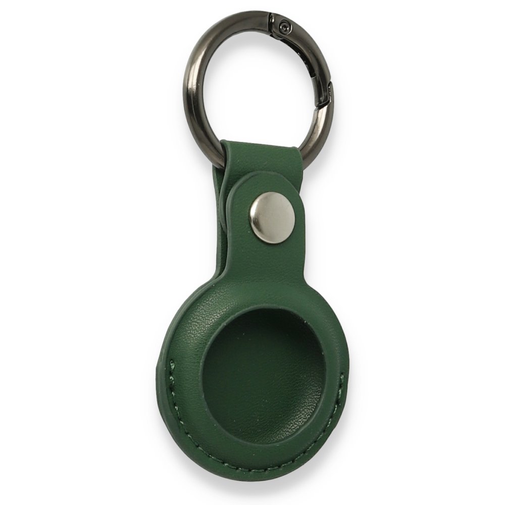 Newface Airtag Anahtarlık Deri Kılıf - Koyu Yeşil