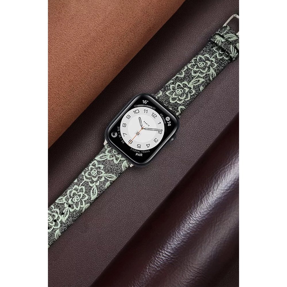 Newface Apple Watch 38mm Creeper Desenli Kordon - Siyah