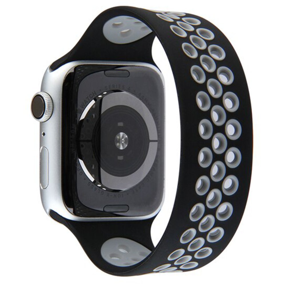 Newface Apple Watch 40mm Ayarlı Delikli Silikon Kordon - Siyah-Gri