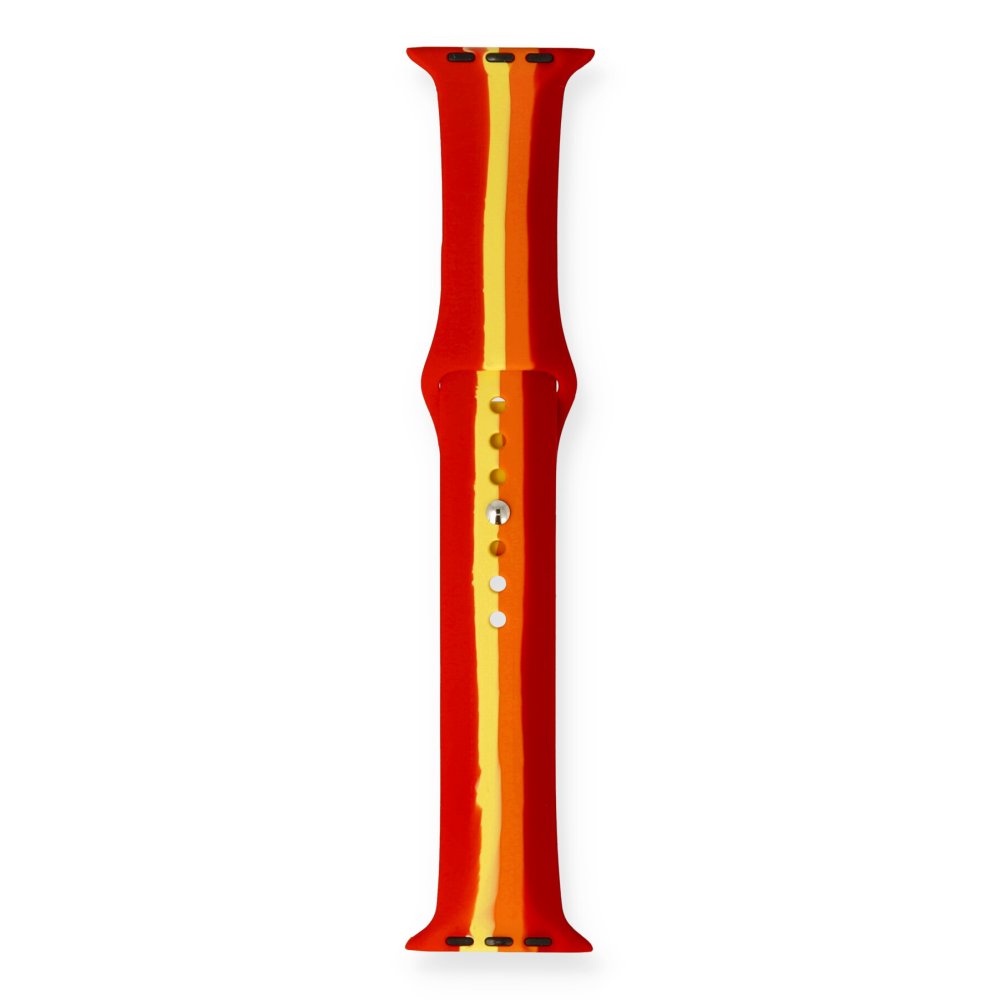 Newface Apple Watch 40mm Gökkuşağı Org Kordon - Kırmızı-Bordo