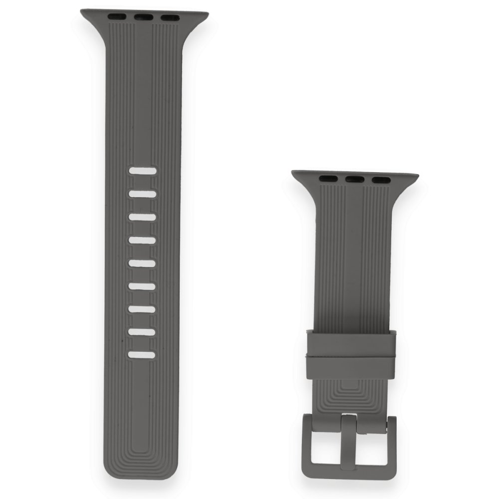 Newface Apple Watch 40mm KR408 Çizgili Silikon Kordon - Koyu Gri
