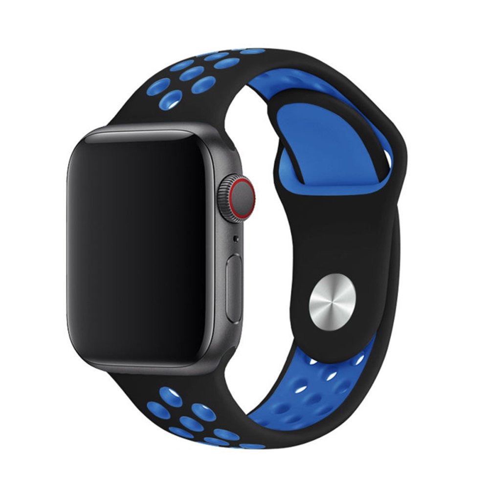 Newface Apple Watch 40mm Spor Delikli Kordon - Siyah-Mavi