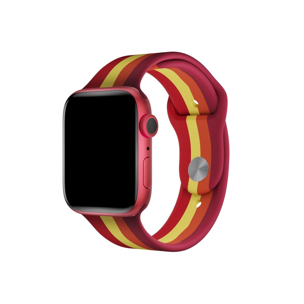 Newface Apple Watch 41mm Gökkuşağı Org Kordon - Kırmızı-Bordo