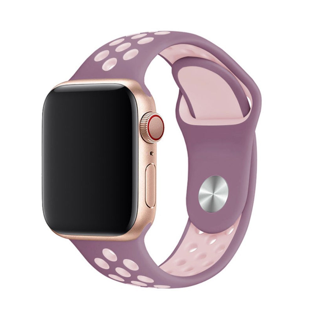 Newface Apple Watch 42mm Spor Delikli Kordon - Pembe-Mor