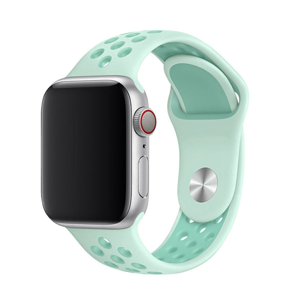 Newface Apple Watch 44mm Spor Delikli Kordon - Yeşil-Yeşil