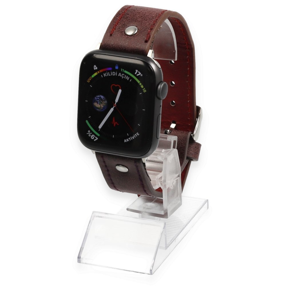 Newface Apple Watch 44mm NL18 Deri Kordon - Derin Mor