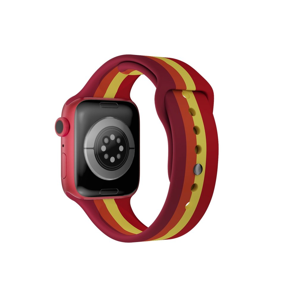 Newface Apple Watch 45mm Gökkuşağı Org Kordon - Kırmızı-Bordo