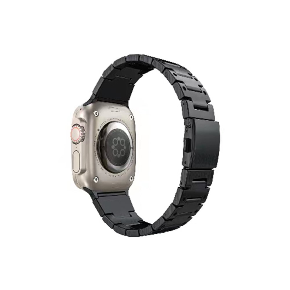 Newface Apple Watch 45mm İron Metal Baklalı Kordon - Siyah