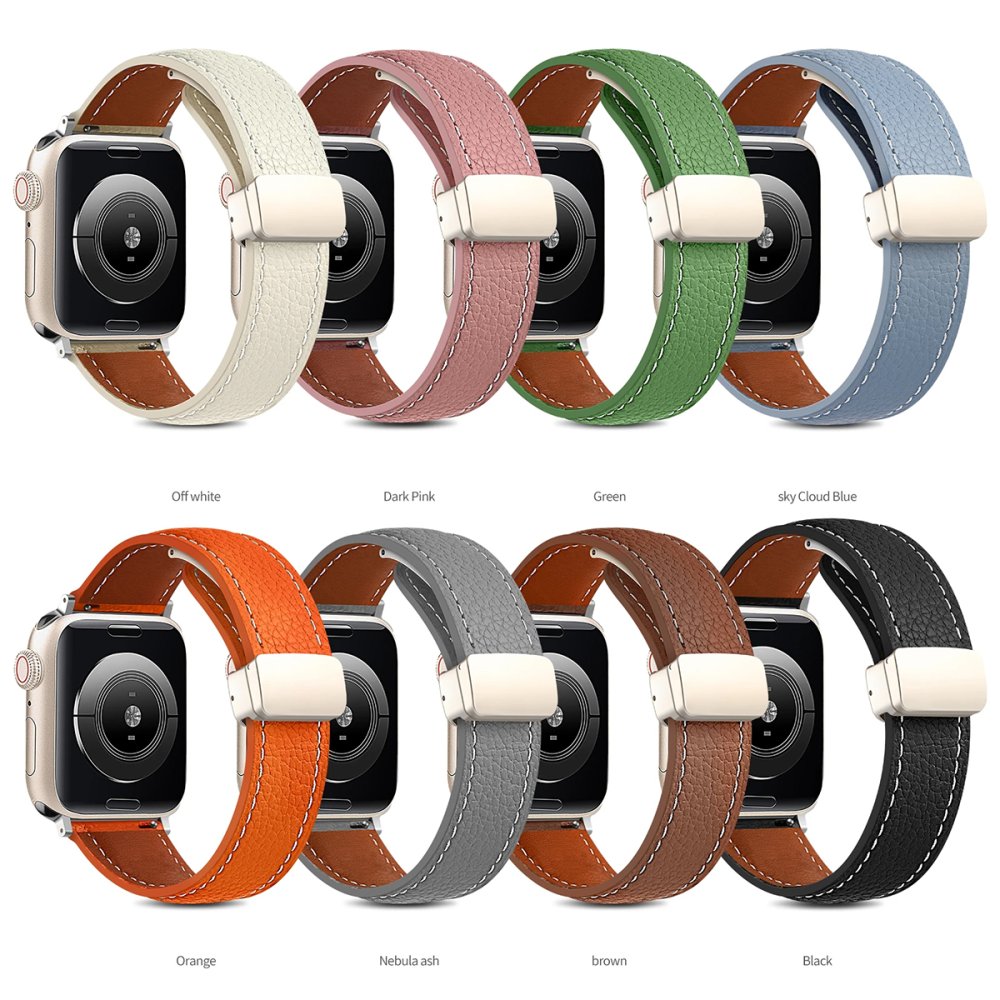 Newface Apple Watch 45mm KR414 Daks Deri Kordon - Pembe