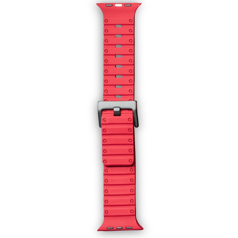 Newface Apple Watch 45mm Magnus Mıknatıslı Silikon Kordon - Kırmızı