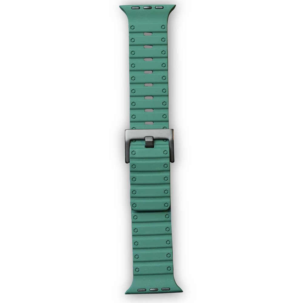 Newface Apple Watch 45mm Magnus Mıknatıslı Silikon Kordon - Koyu Yeşil