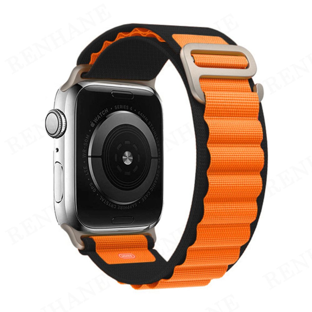 Newface Apple Watch 45mm Mountain Kordon - Siyah-Turuncu