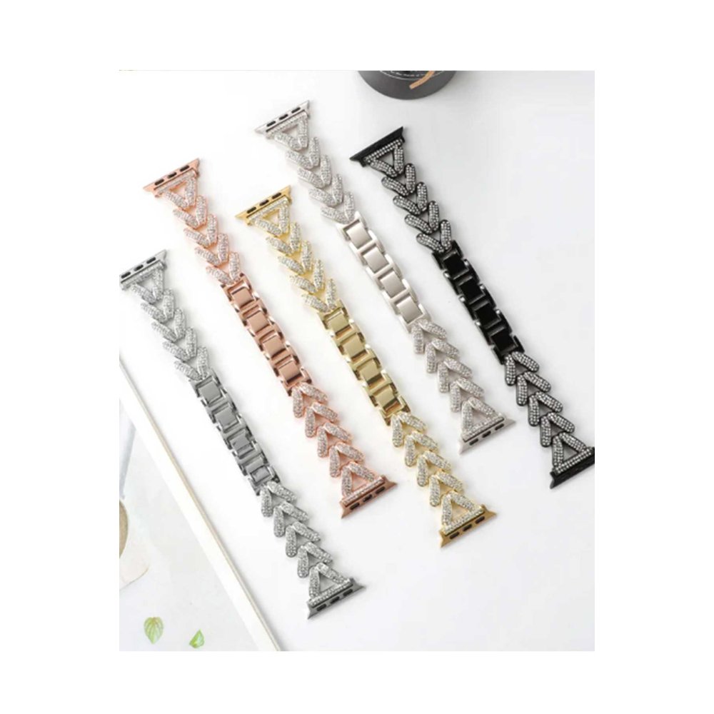 Newface Apple Watch 45mm Node Taşlı Kordon - Rose Gold