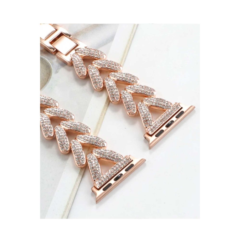 Newface Apple Watch 45mm Node Taşlı Kordon - Rose Gold