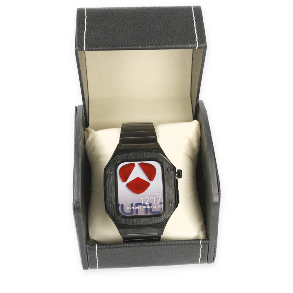 Newface Apple Watch 44mm KR409 Metal Kordon - Siyah