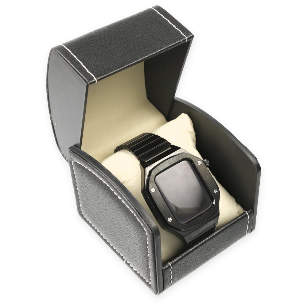 Newface Apple Watch 45mm KR409 Metal Kordon - Siyah